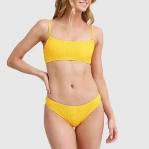 Mosmann Australia yellow lined ribbed bikini top and bottom set, size S